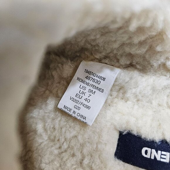 Lands End Womens Wool Blend Slip-On‎ Slippers Sherpa Blue Nordic Snowflake 9 - Picture 3 of 11